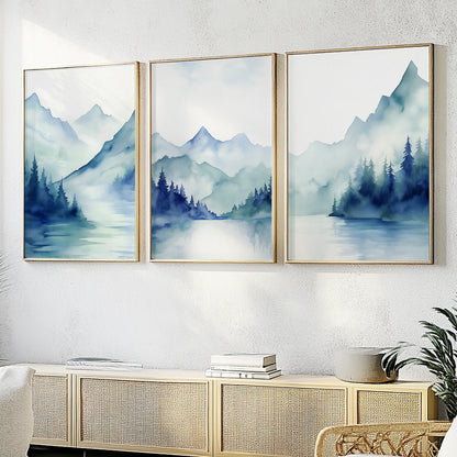 Nordic Minimalist Mountain Art Set – Contemporary Abstract Prints for Home