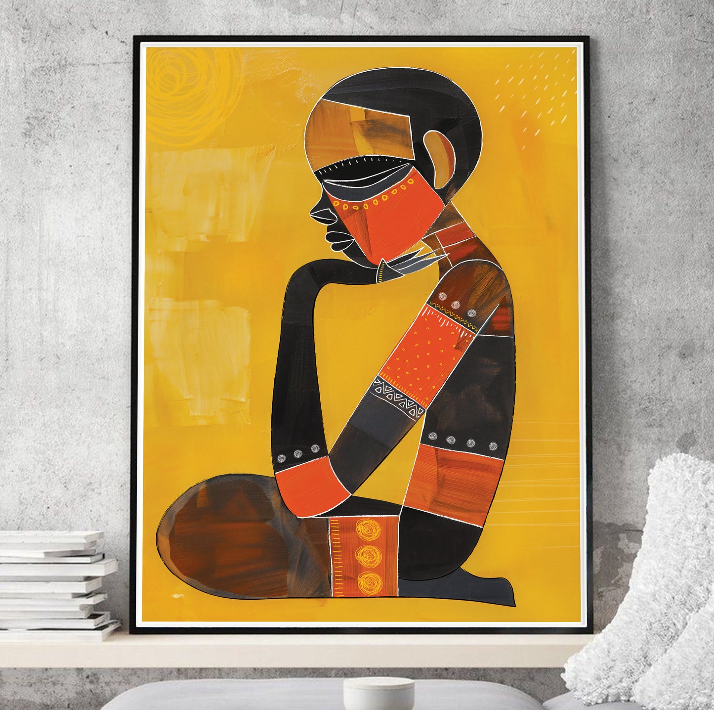 Colorful abstract African wall art print – modern contemporary ethnic poster for living room