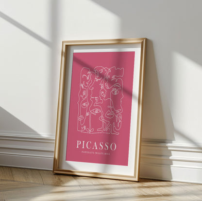 Pink Picasso print, minimalist bedroom decor