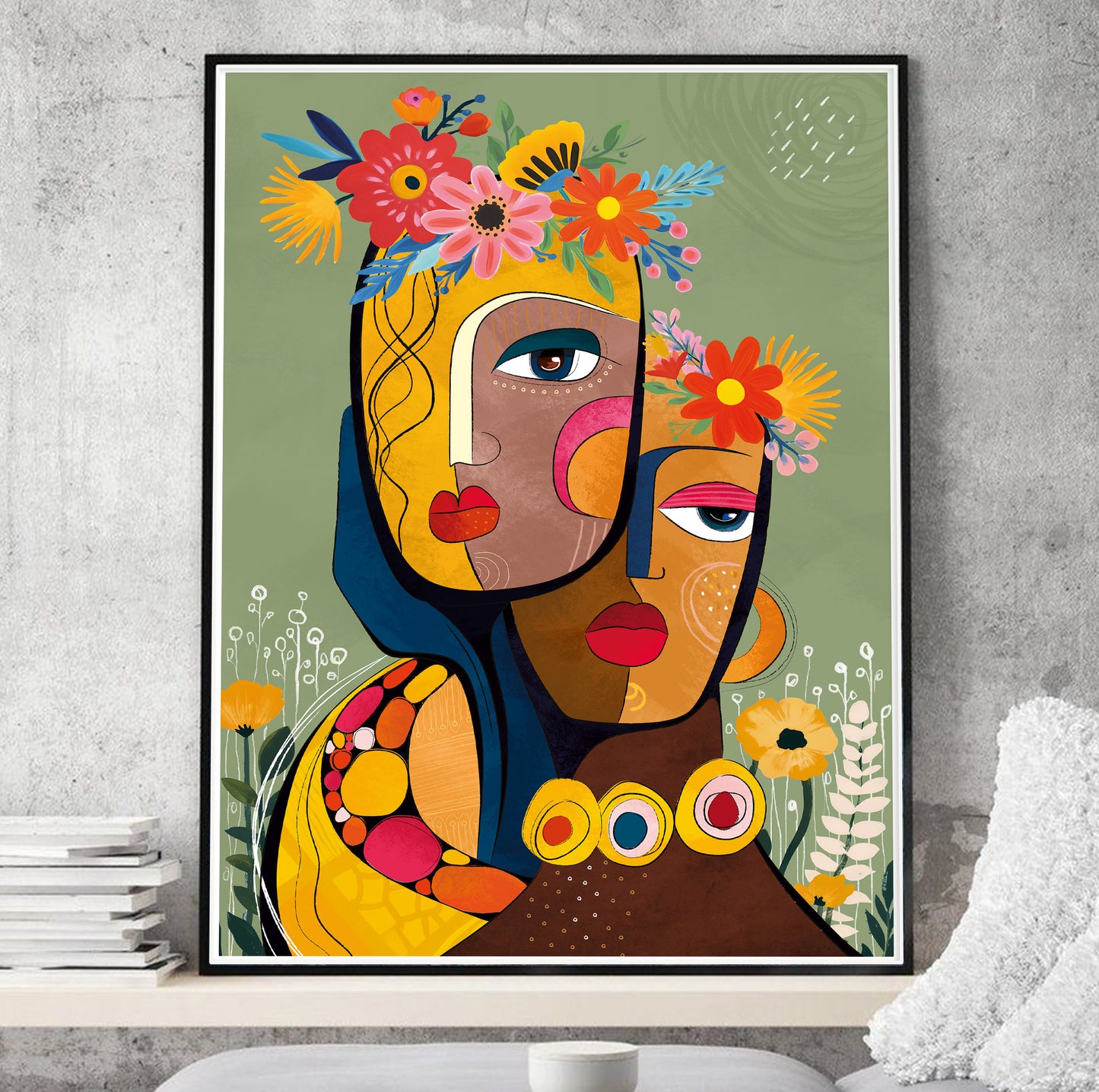 Abstract black women portrait – colorful modern African American poster, aesthetic living room or gallery wall art