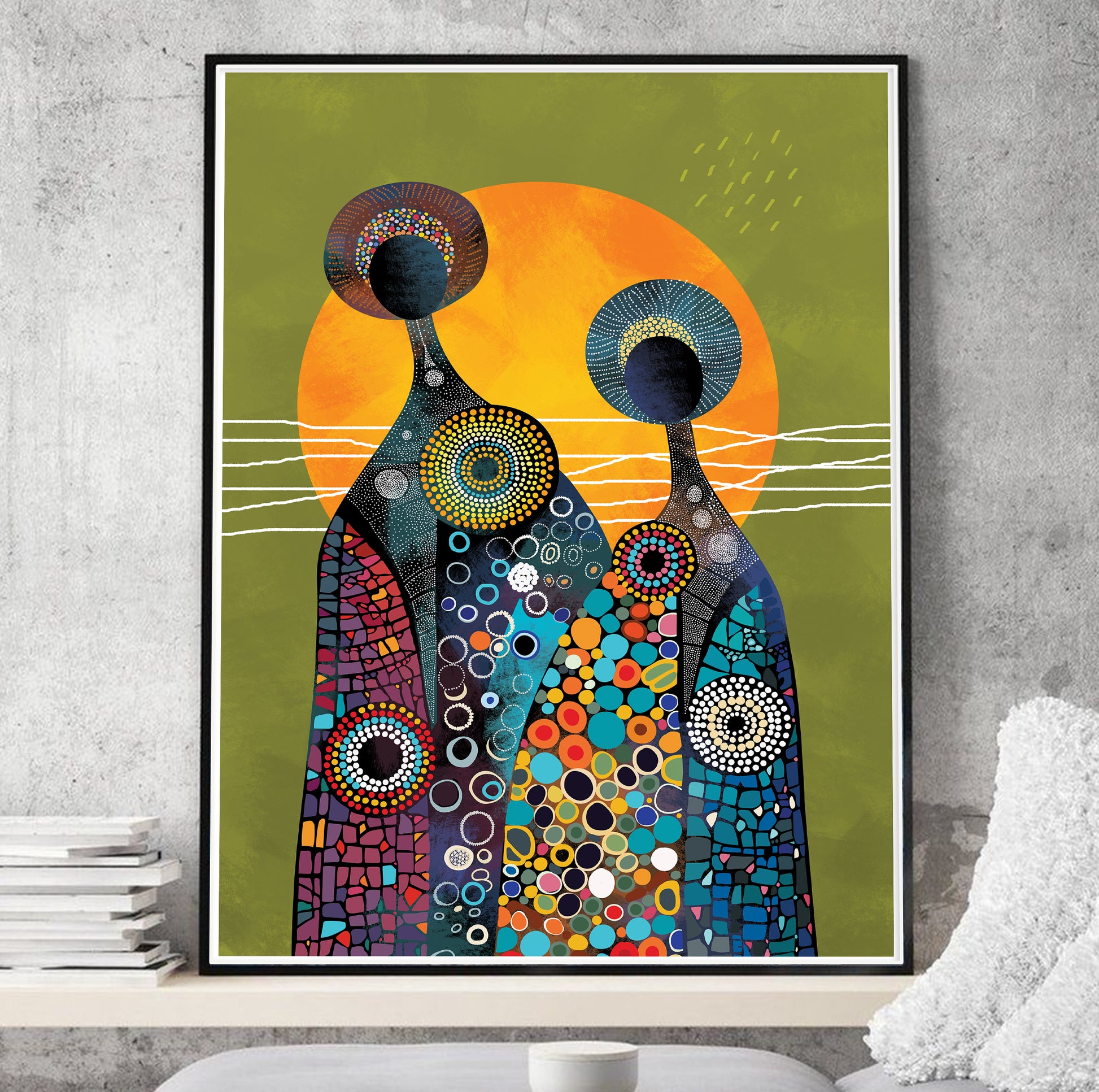 Minimalist modern African American art print – bright abstract ethnic female poster for home decor