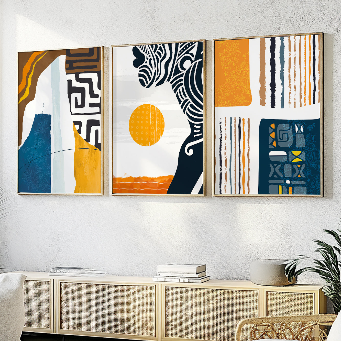 Set of 3 Colorful African American Prints – Abstract Ethnic Black Woman Portraits for Gallery Wall