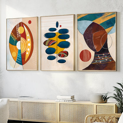 Set of 3 modern colorful African American prints, abstract black woman gallery wall decor