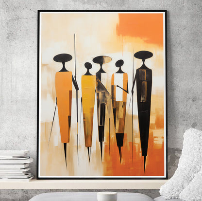 Modern African wall art – extra large minimalist abstract figures print, aesthetic room decor