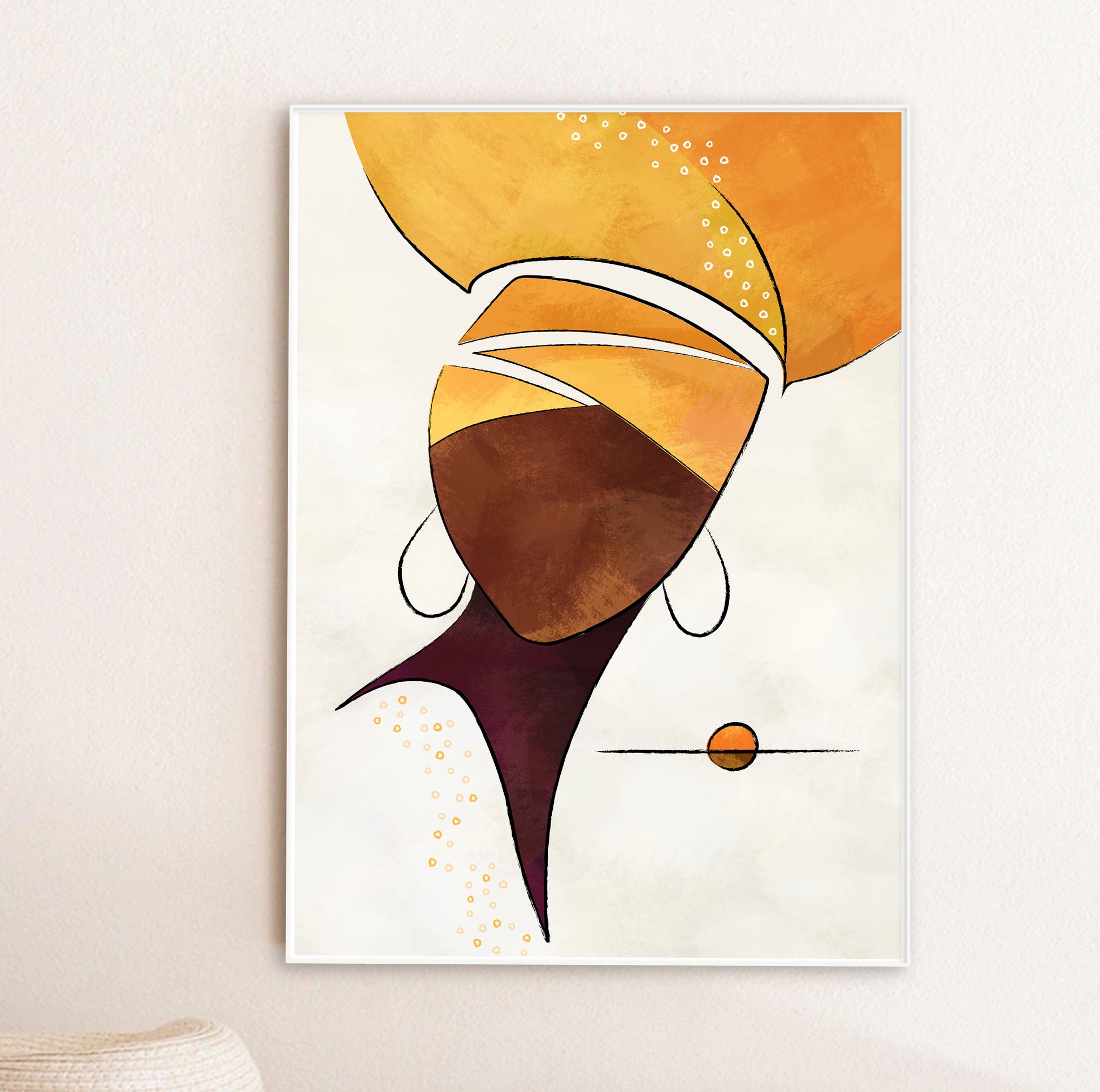 Abstract black girl wall art – contemporary African American portrait print, stylish minimalist home decor