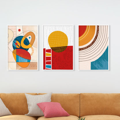 Above bed African wall art – bright abstract tribal print set for stylish home decor