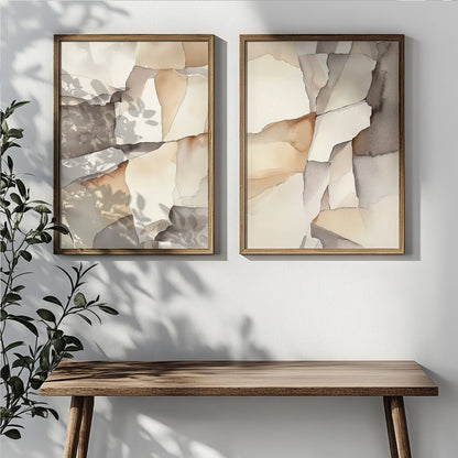 Neutral Abstract Art Set of 2 – Modern Minimalist Nordic Decor