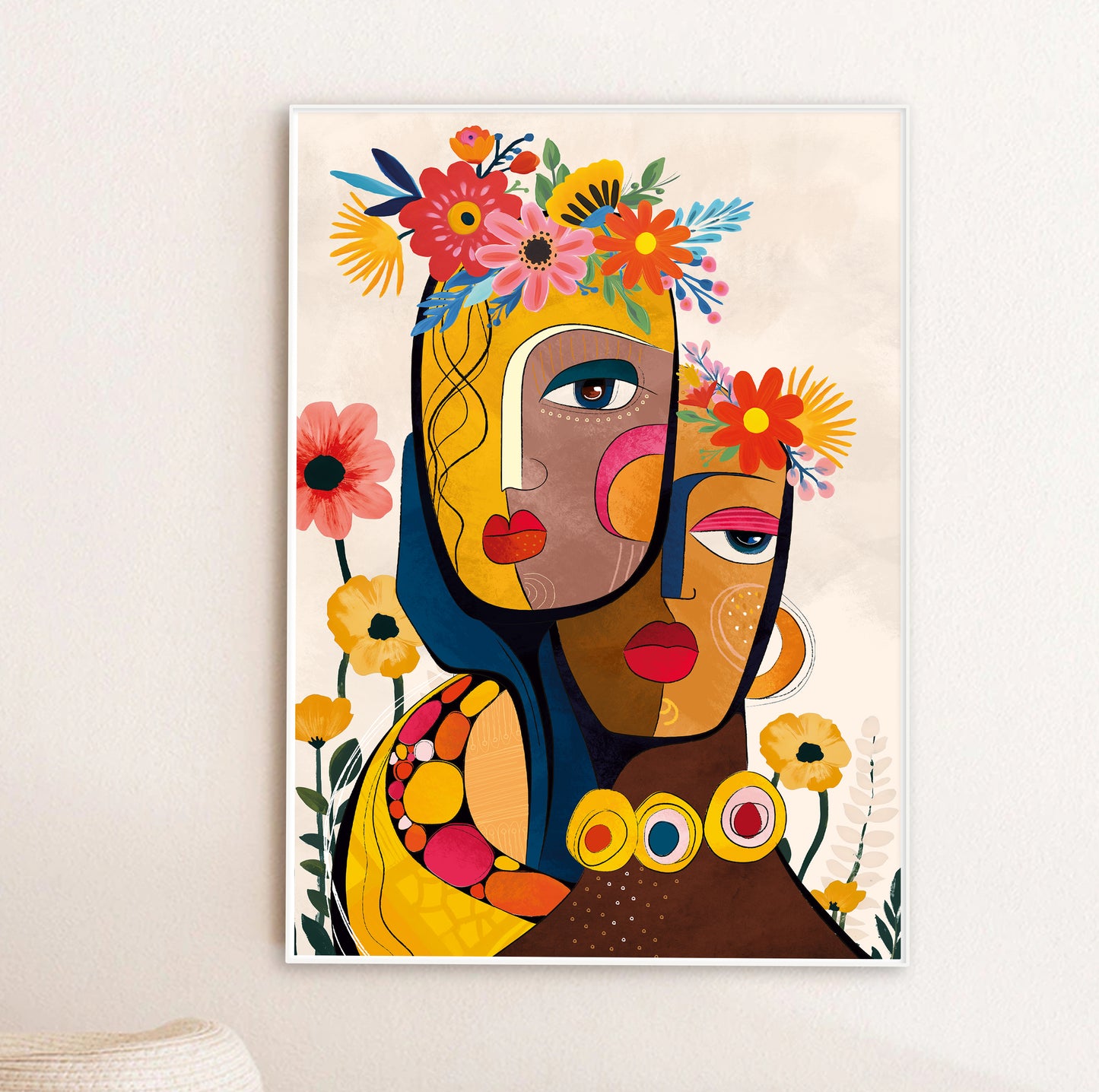 Colorful abstract woman portrait – contemporary African American wall art for bedroom or office