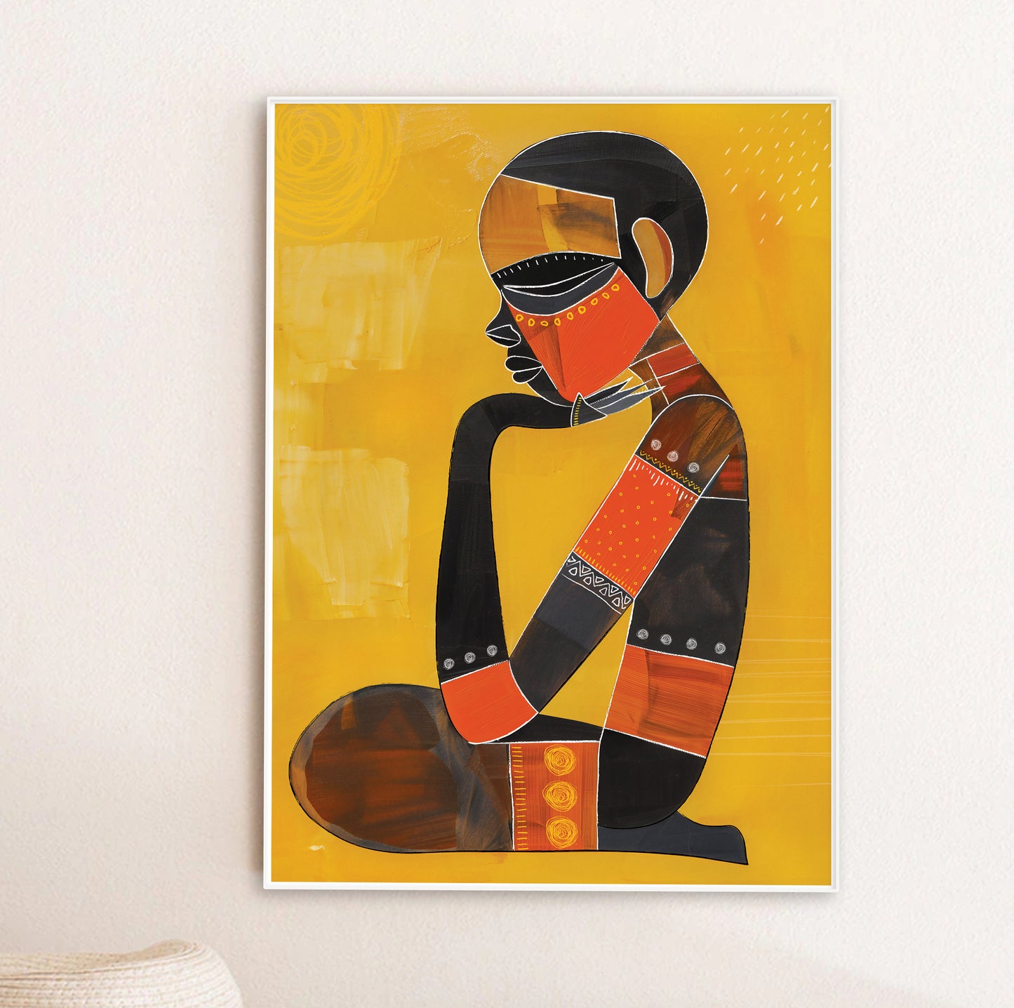 Modern African wall art – contemporary colorful abstract ethnic poster for stylish living room