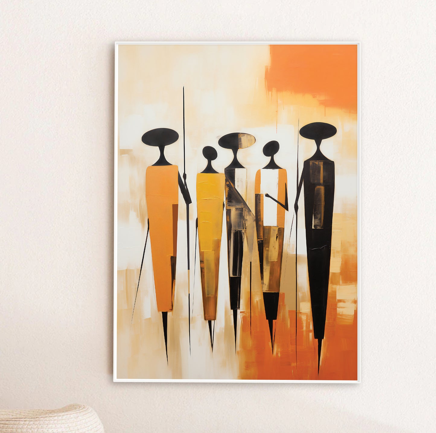 Ethnic African abstract poster – minimalist contemporary figures, stylish home gift idea