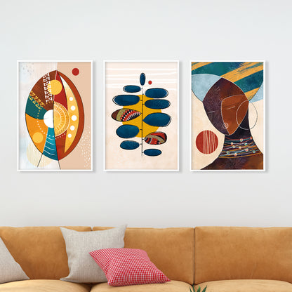 Set of 3 colorful black woman art prints, modern ethnic gallery wall decor for dining room