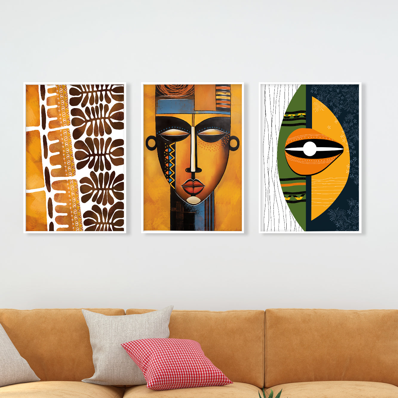 Modern African Art Set of 3 – Colorful Abstract Ethnic Prints for Aesthetic Room Decor