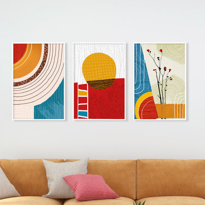 Minimalist African American art set of 3 – contemporary colorful abstract prints for stylish home decor