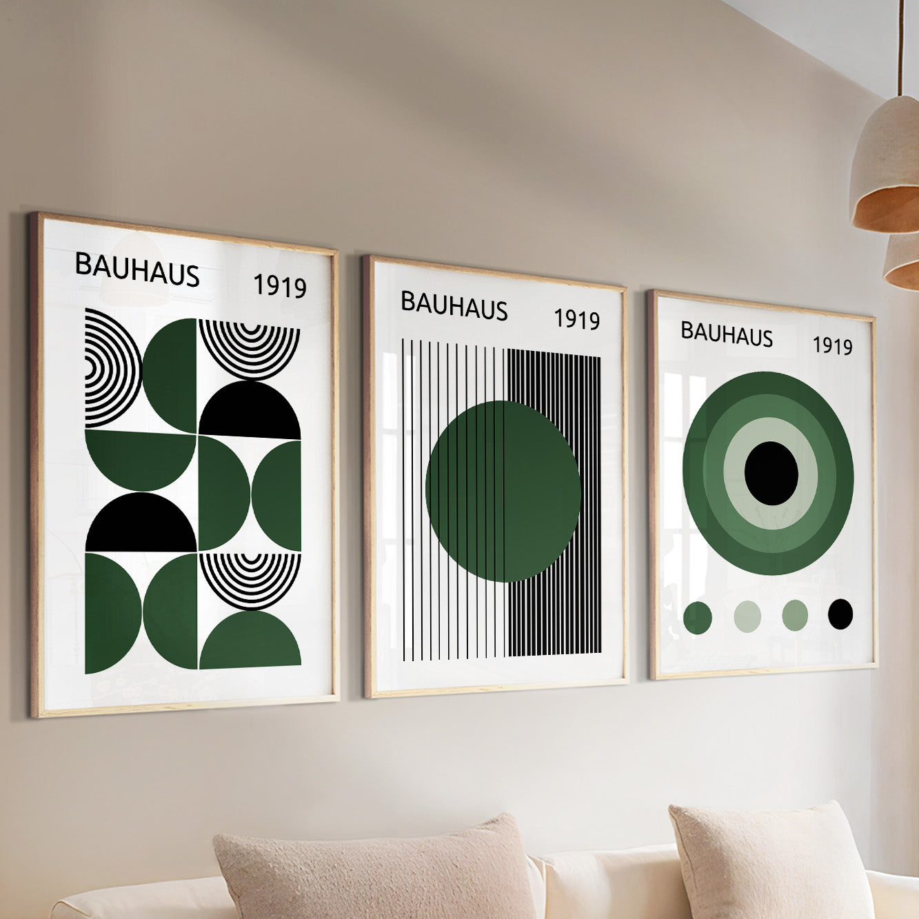 Bauhaus art set of 3 print. Mid century wall art