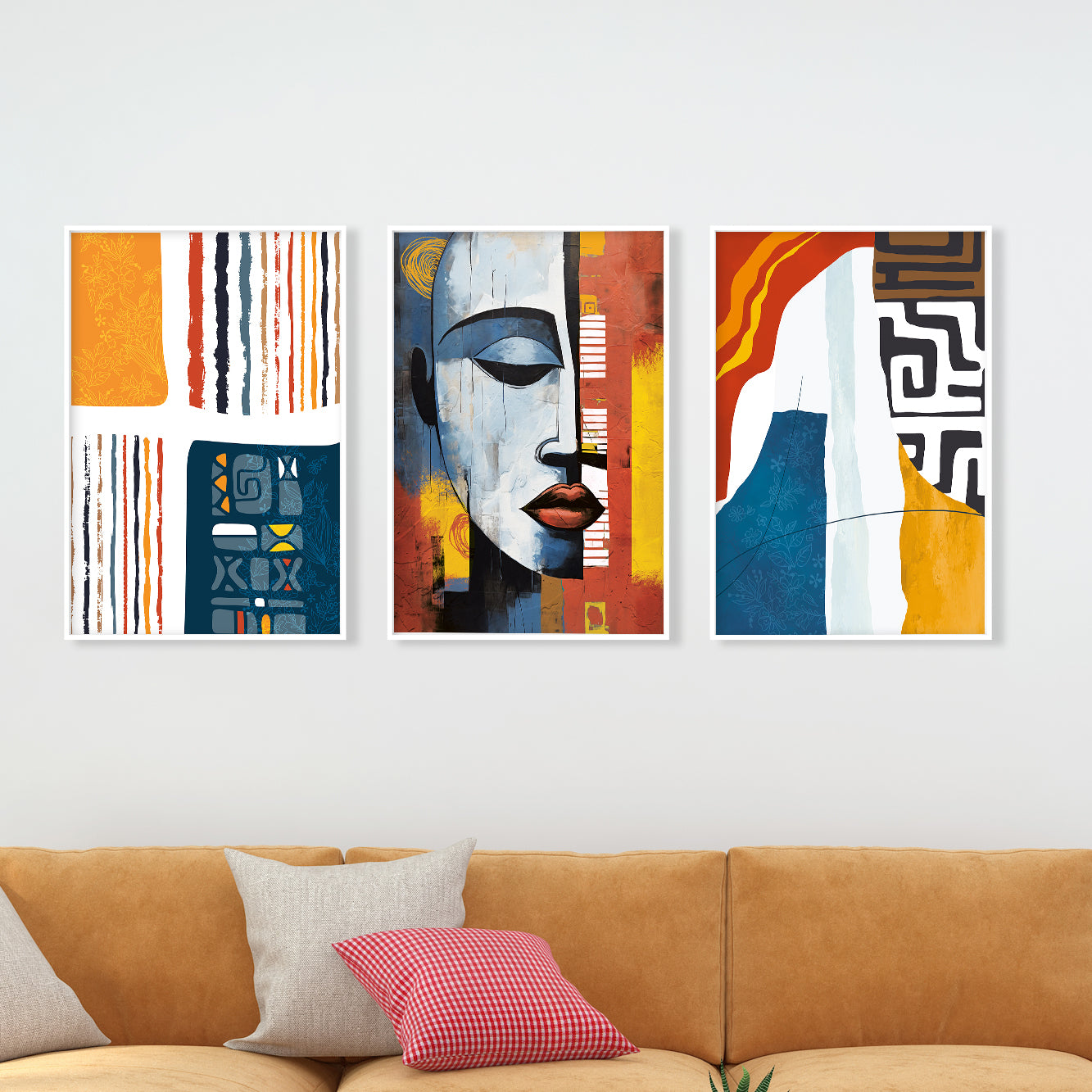 Set of 3 vibrant abstract African American art prints, large colorful wall art for gallery wall