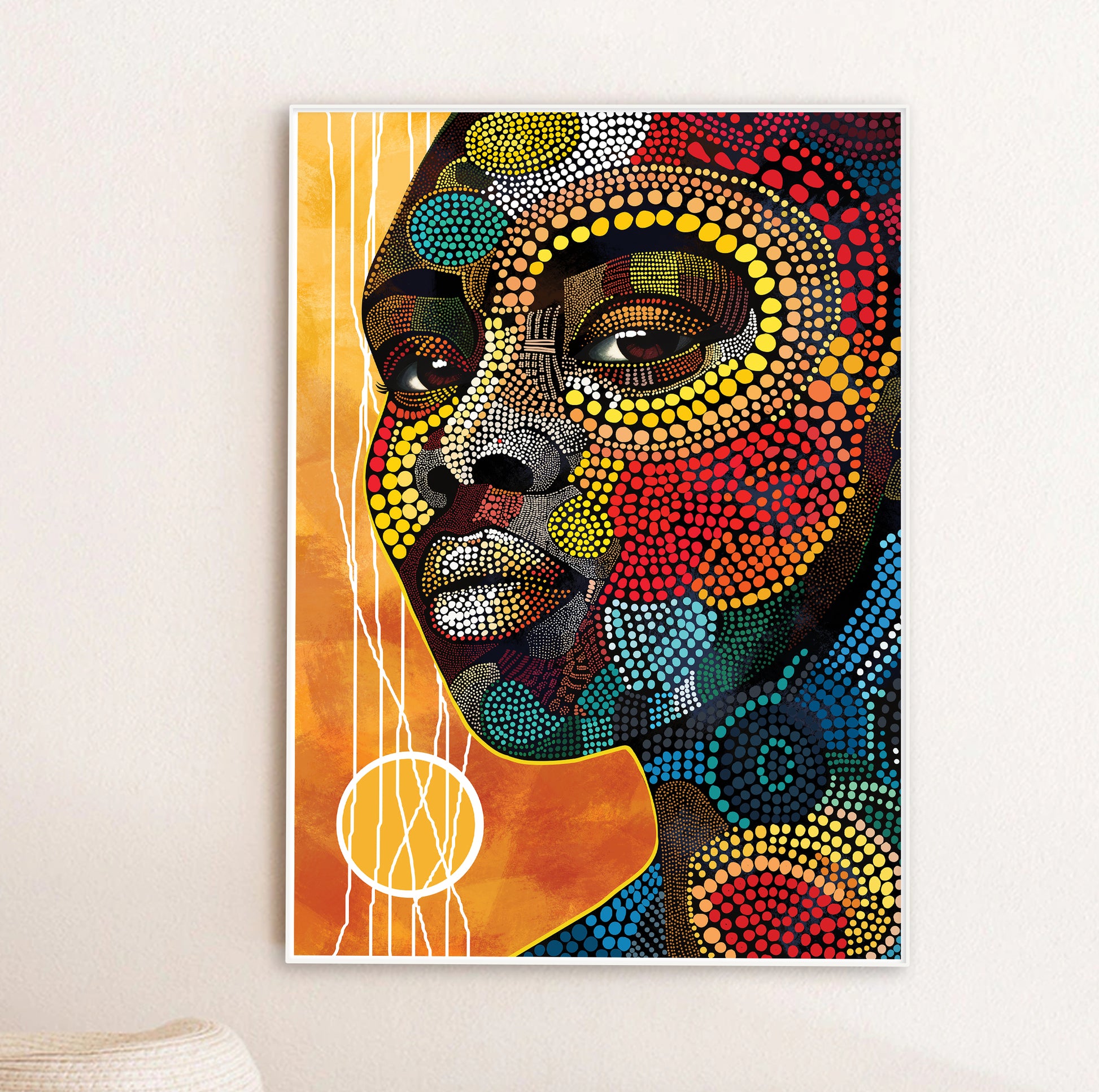 Abstract black woman portrait – bright African American art, extra large minimalist print for bedroom