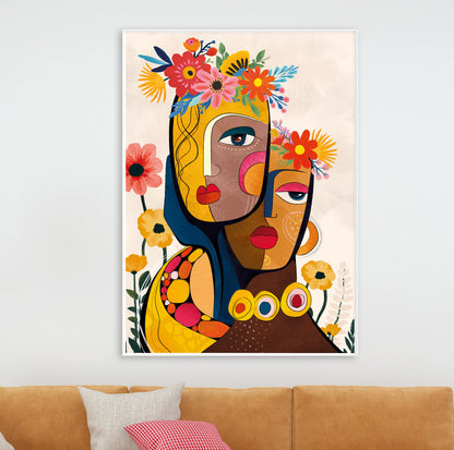 African American abstract woman portrait – vibrant colorful art print for housewarming gift