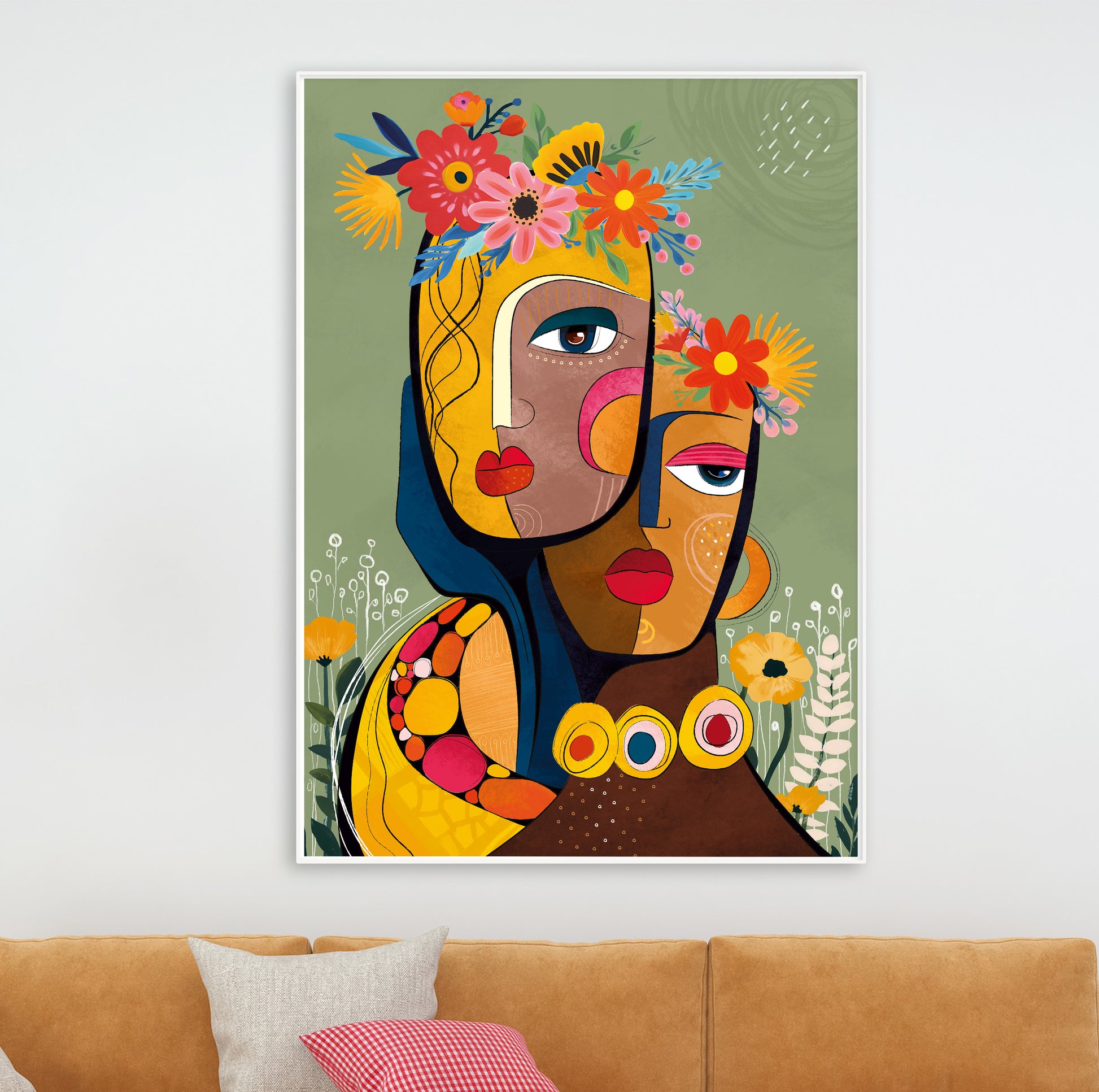 Minimalist abstract black woman poster – colorful African American art print, modern aesthetic living room wall decor