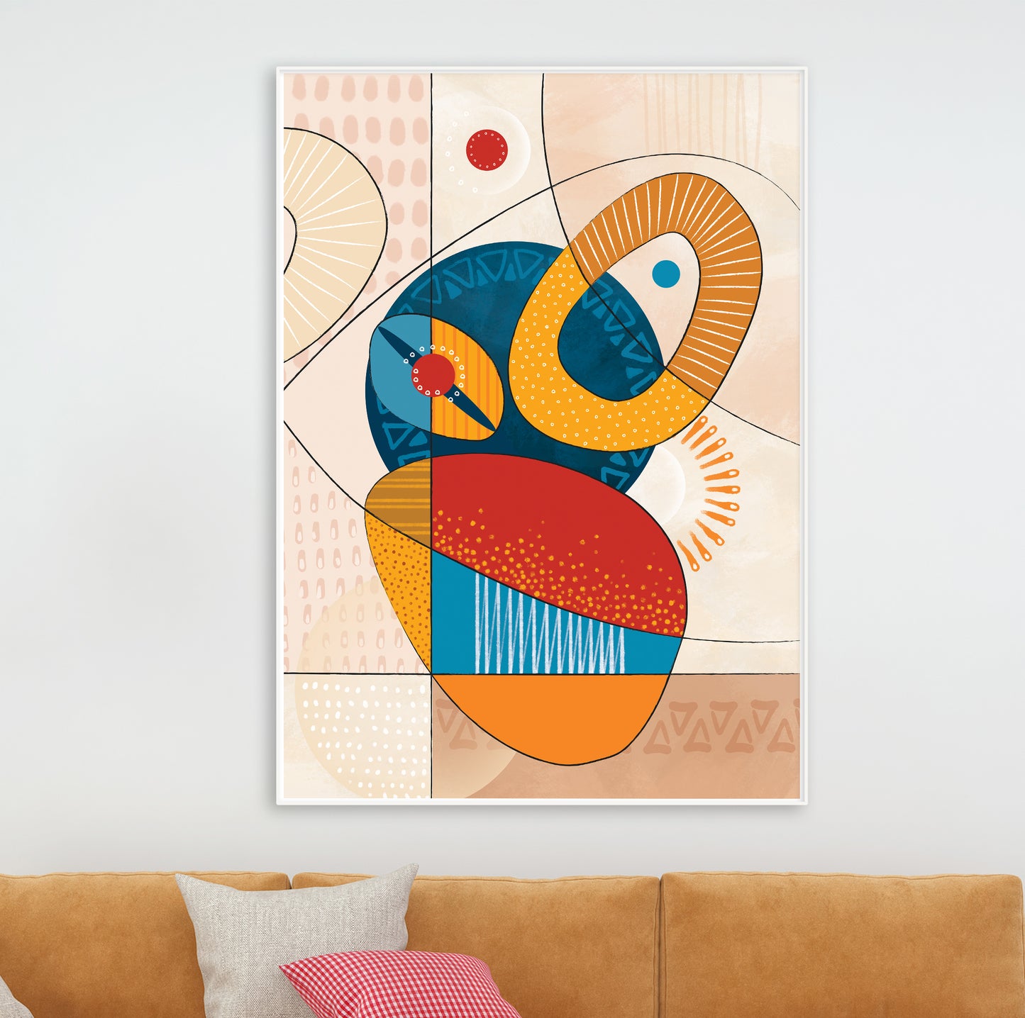 Modern African abstract art print – colorful ethnic pattern poster, minimalist living room decor