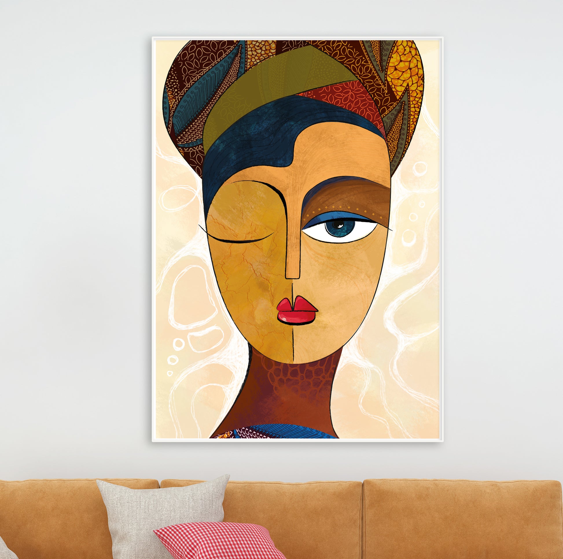 Black woman portrait – contemporary African American art, abstract African painting, minimalist modern wall art print