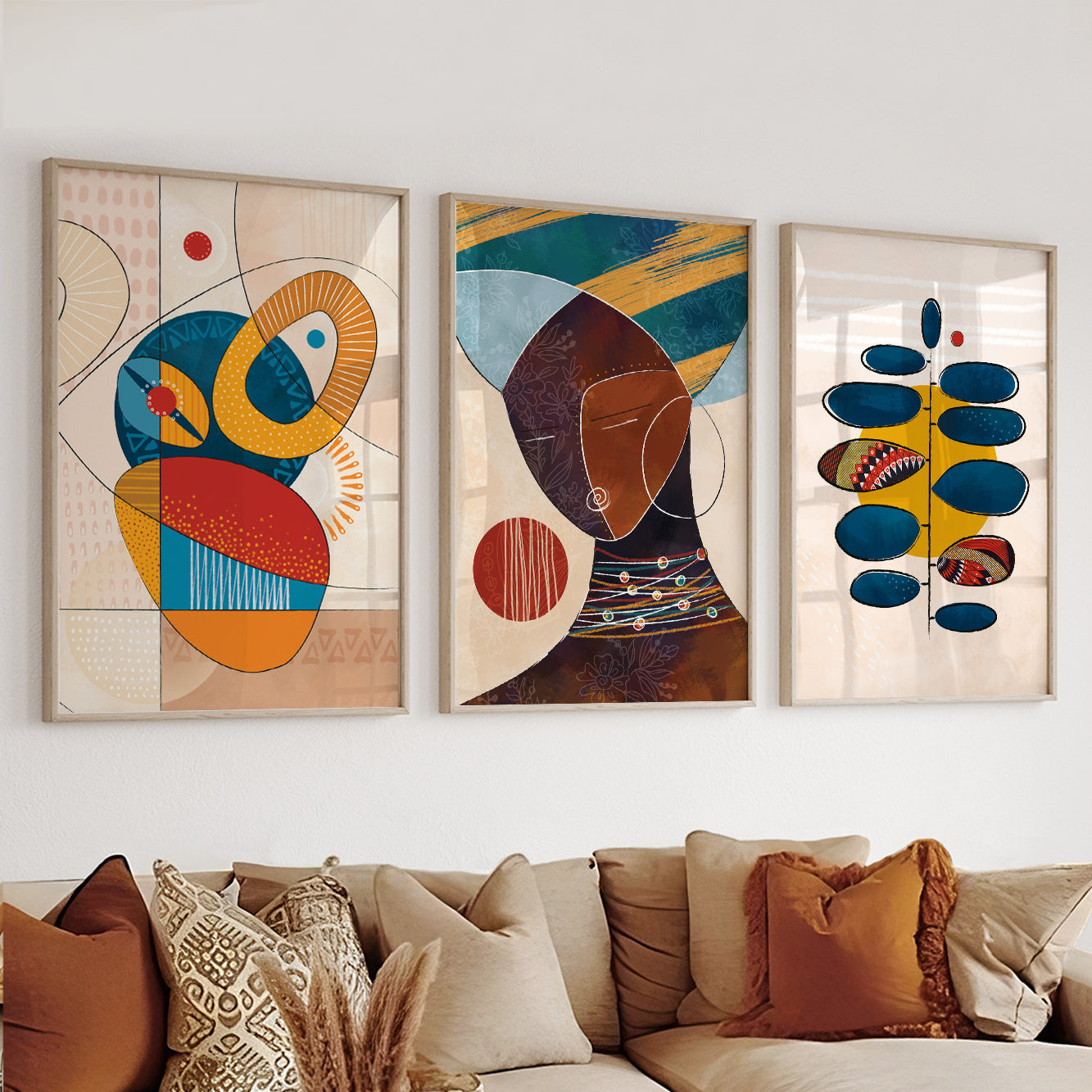 African American art set of 3, colorful ethnic prints for stylish gallery wall