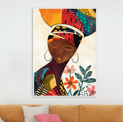 Modern black woman portrait – African American abstract art print for bedroom or living room