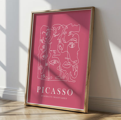 Pink Picasso print, minimalist bedroom decor