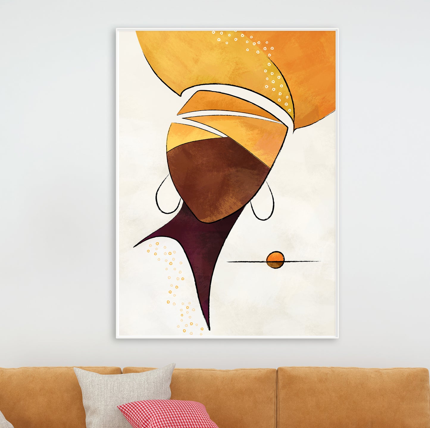 Minimalist African American wall art – black woman portrait print, modern abstract aesthetic decor for office or home