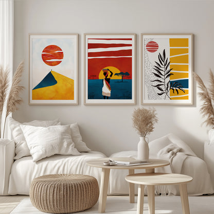 Modern African art set: 3 minimalist posters featuring black women for elegant wall decor