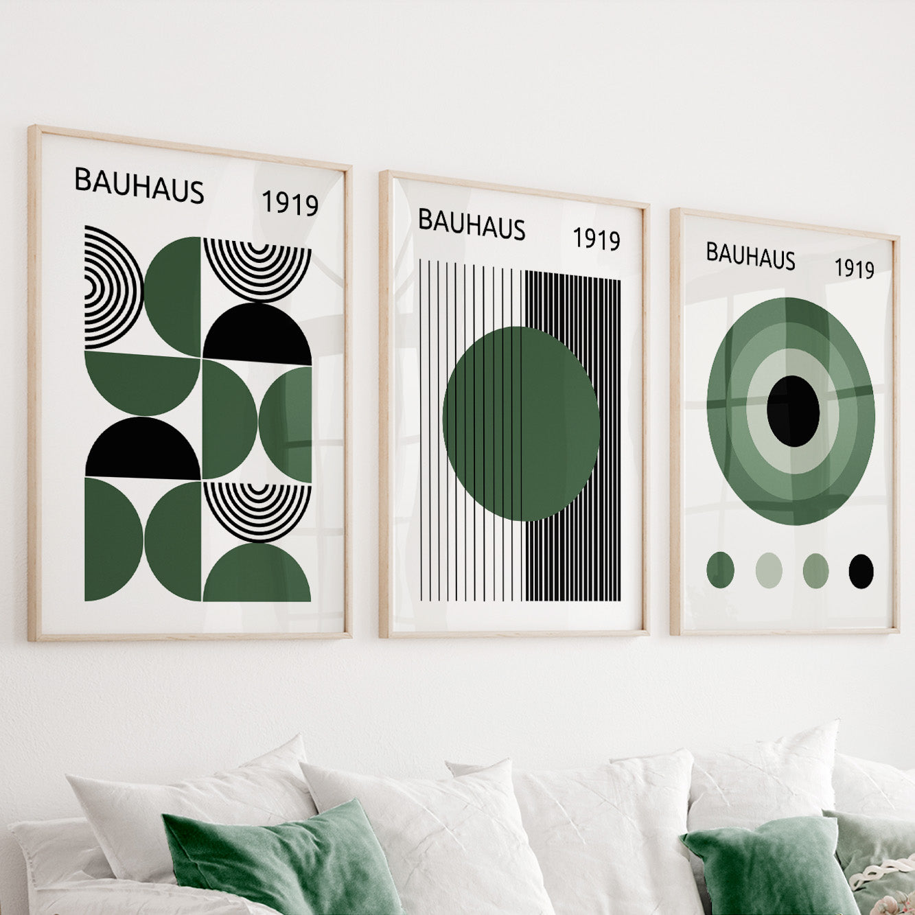 Bauhaus art set of 3 print. Mid century wall art