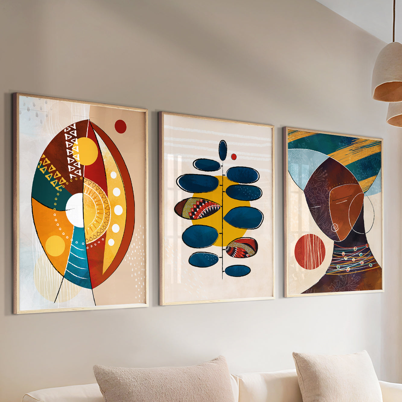 Minimalist African American gallery wall set, modern abstract black woman prints for aesthetic room