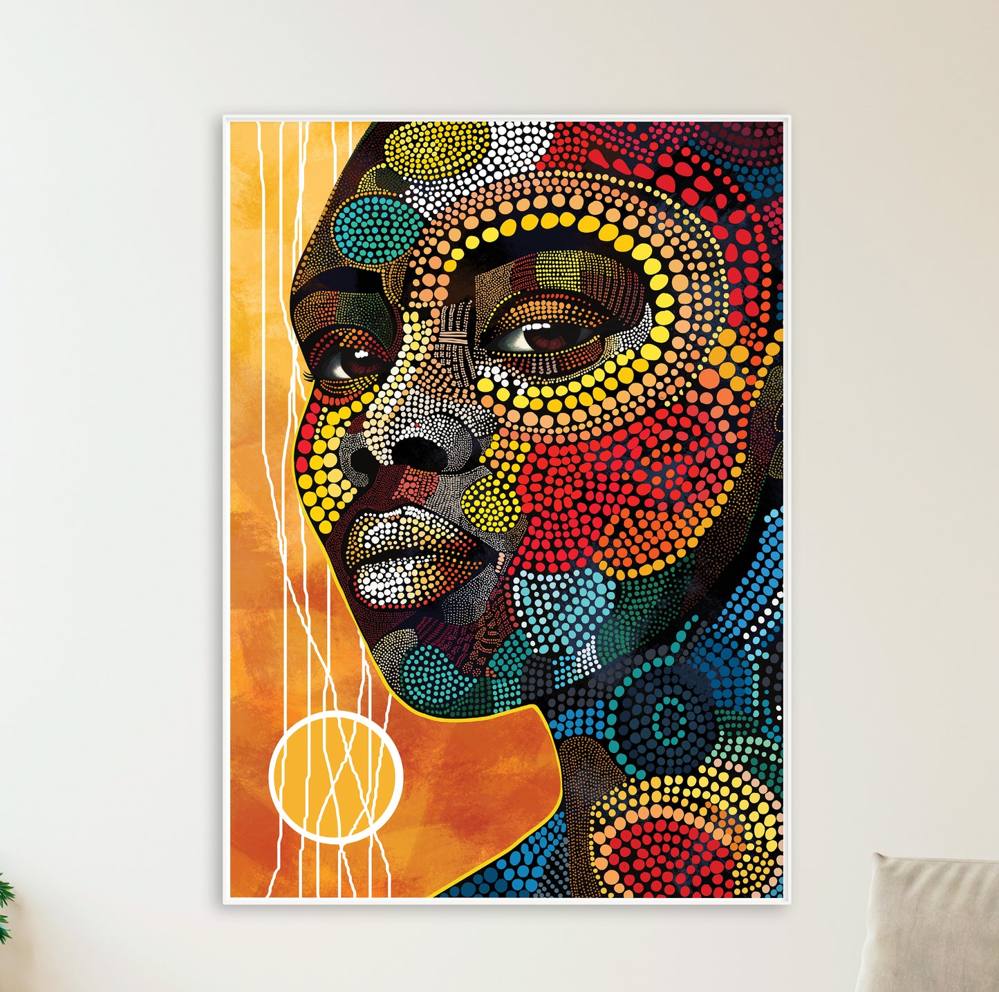 Girly minimalist print – modern abstract black woman portrait for large aesthetic above bed decor