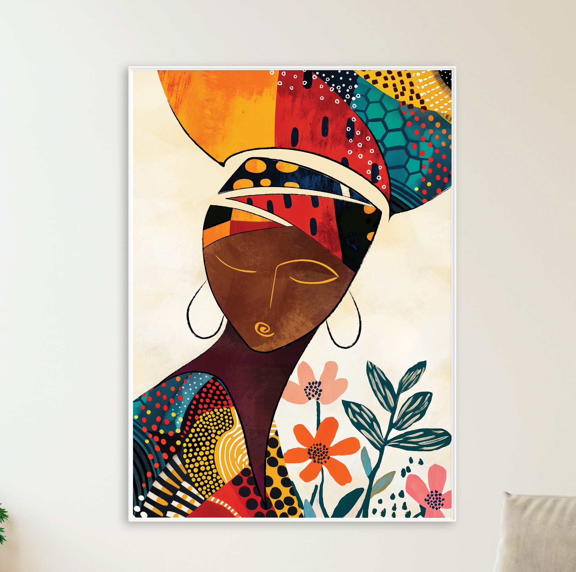 Minimalist black woman portrait – contemporary African American wall art for sophisticated decor