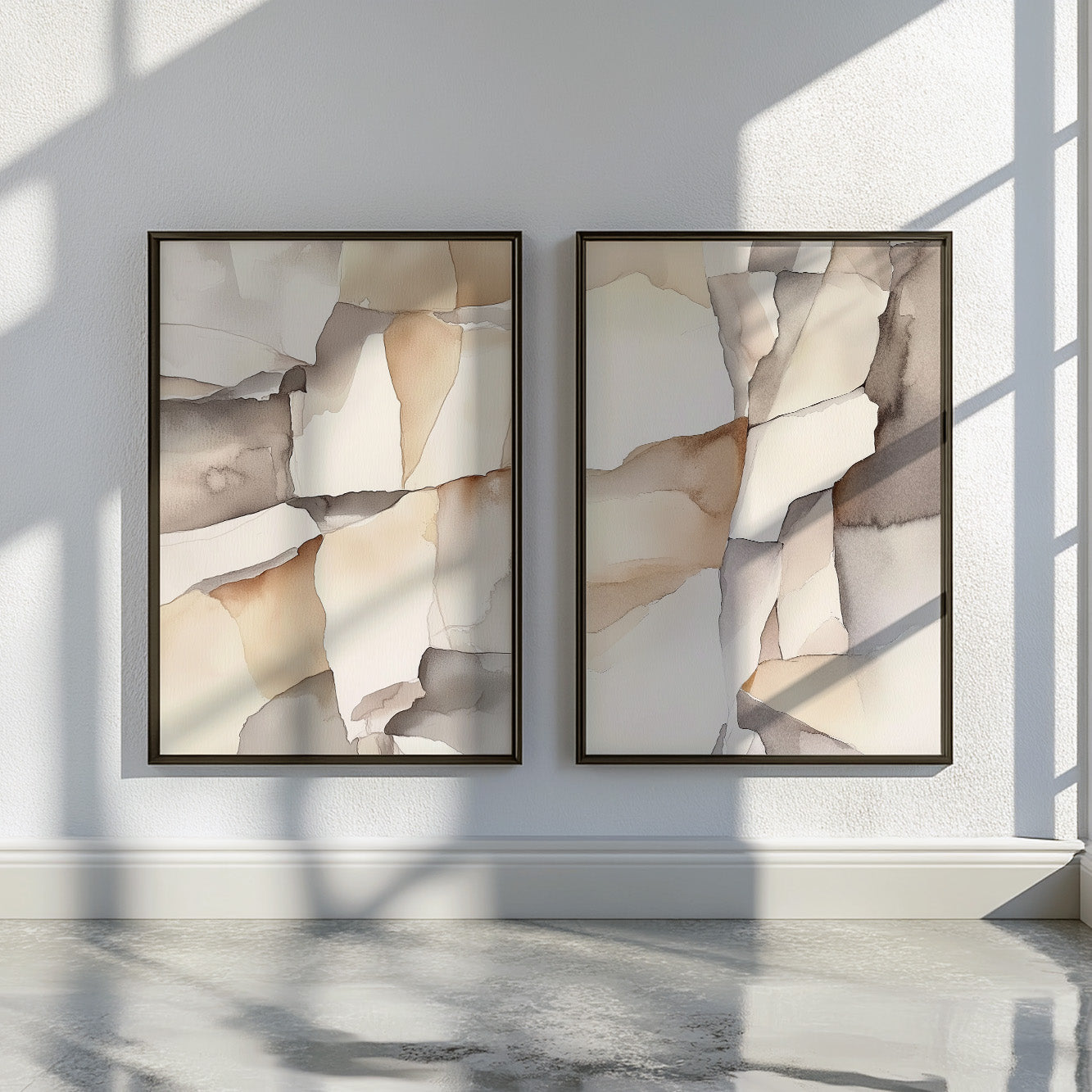 Neutral Abstract Art Set of 2 – Modern Minimalist Nordic Decor