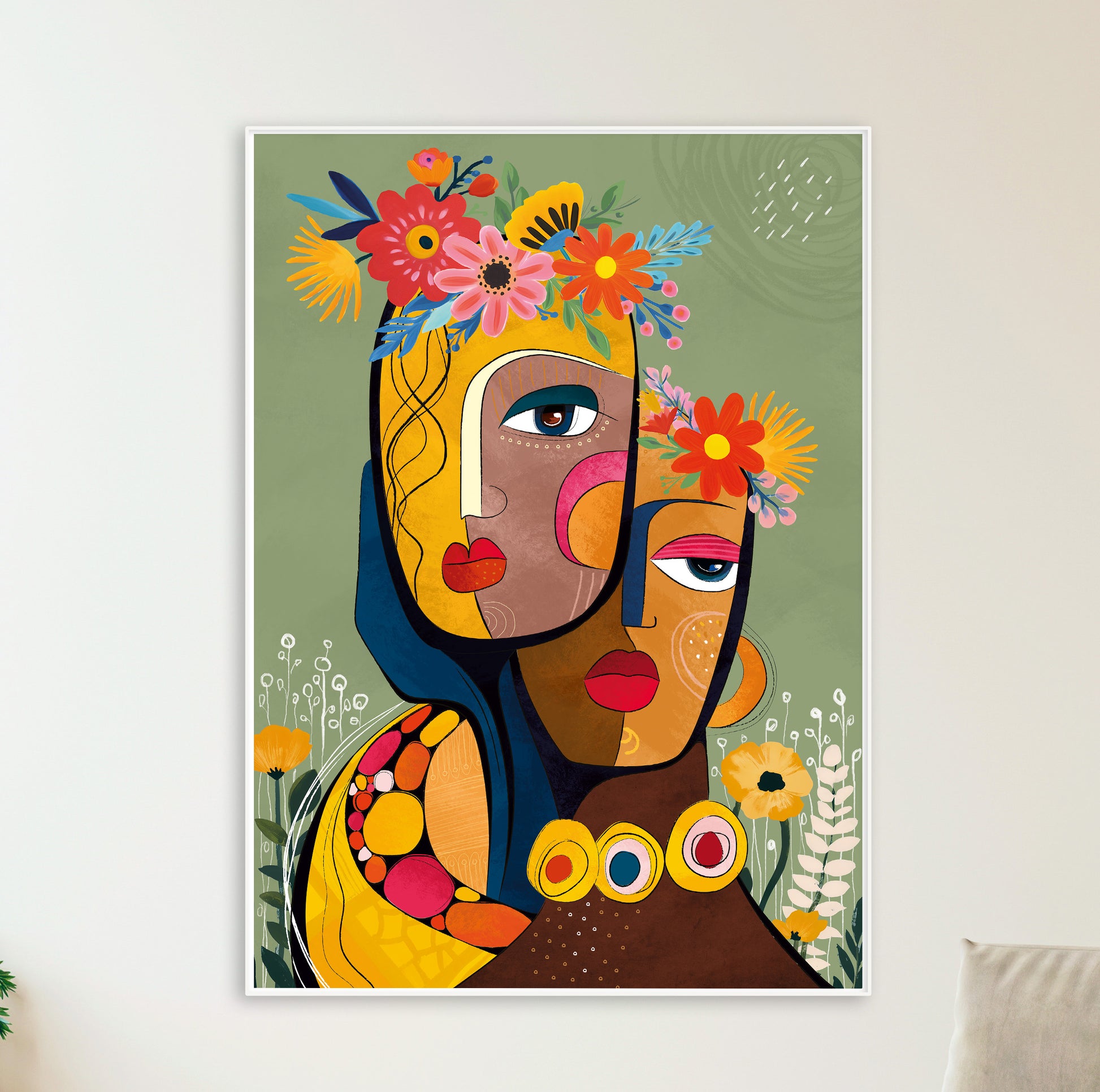 Vibrant African American art print – abstract black woman portrait poster, contemporary living room or bedroom decor