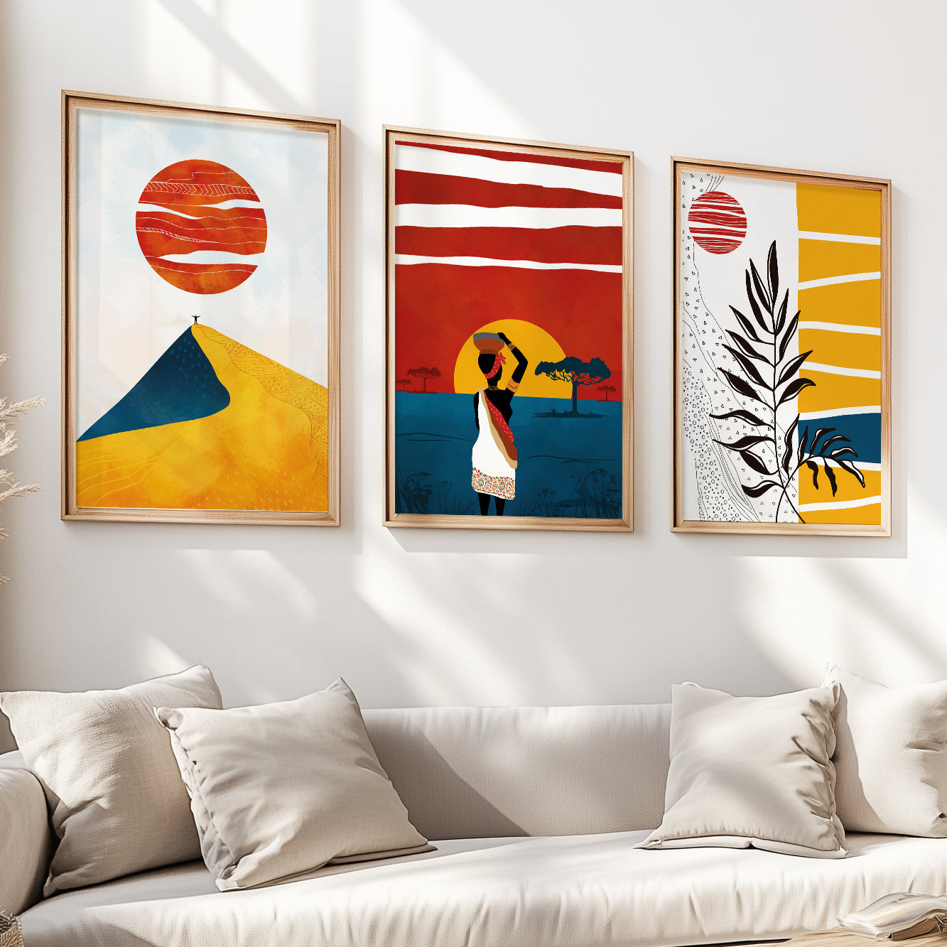 Set of 3 minimalist black woman prints, modern African posters for minimalist design