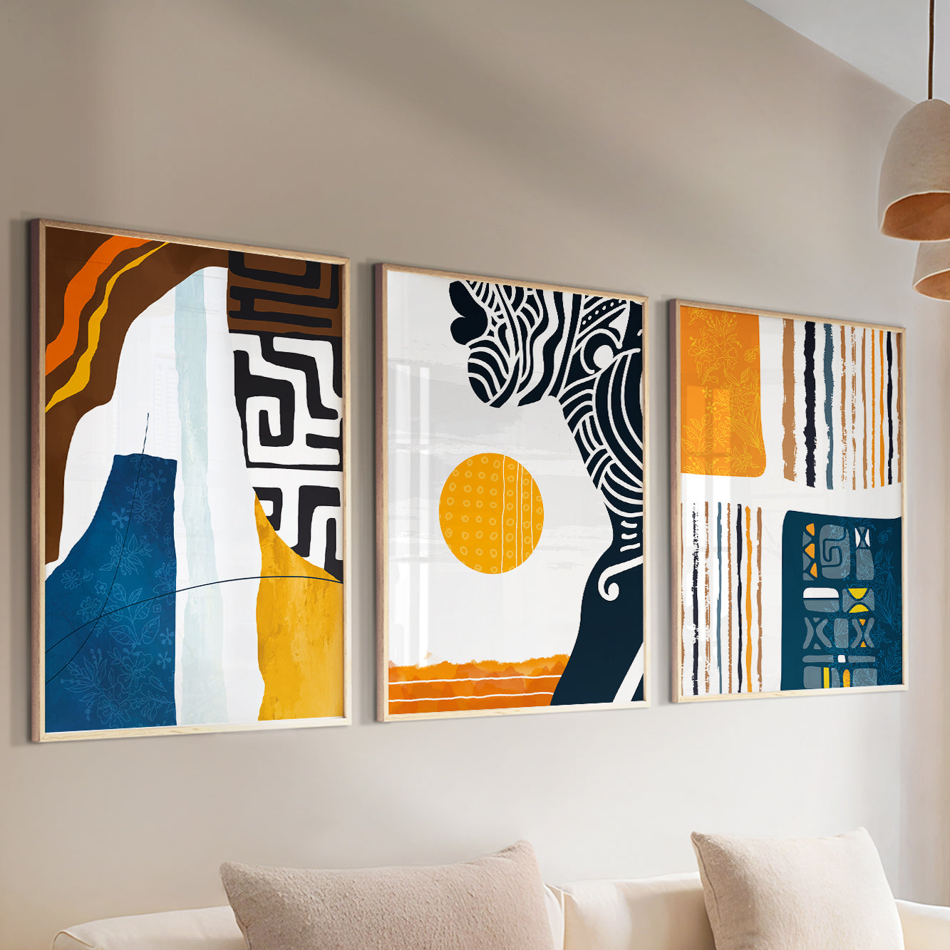 Colorful African American Art Set – Abstract Ethnic Black Woman Prints, Gallery Wall Set