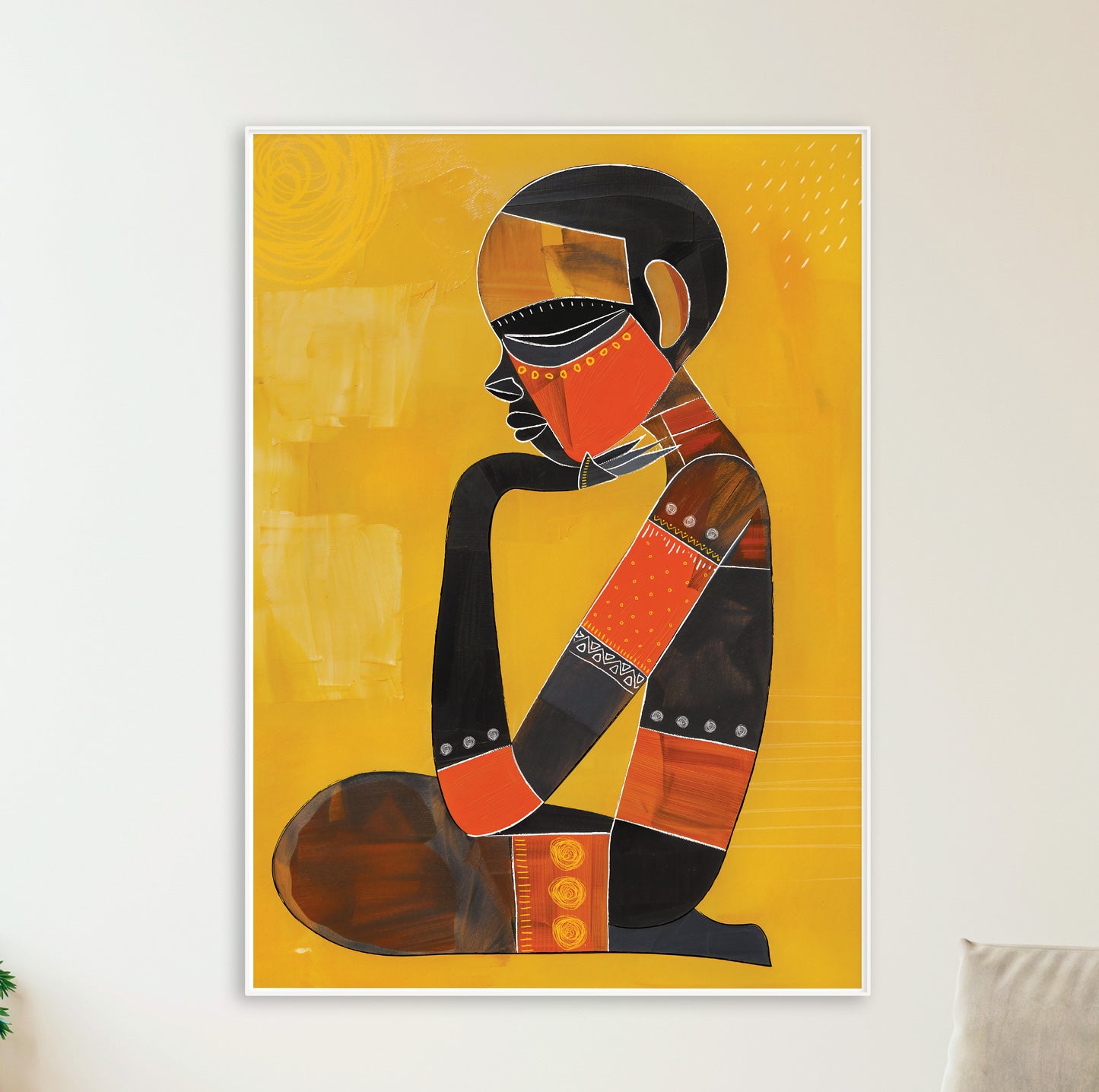 Colorful modern African wall art – abstract ethnic print for contemporary living room decor