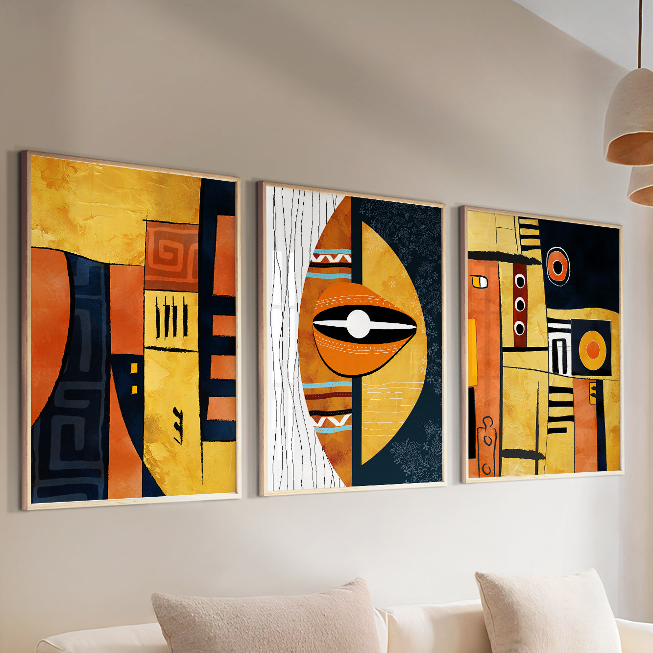 African American art set of 3 prints, abstract Africa wall art for ethnic gallery wall decor