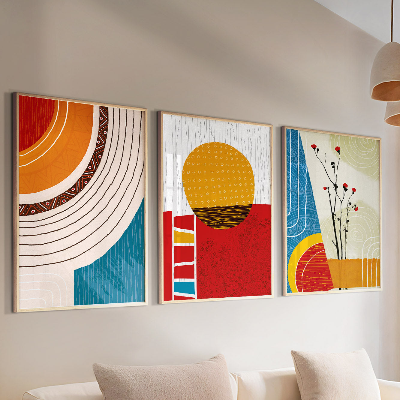 Contemporary African American art set – 3 colorful abstract prints for vibrant home or office decor