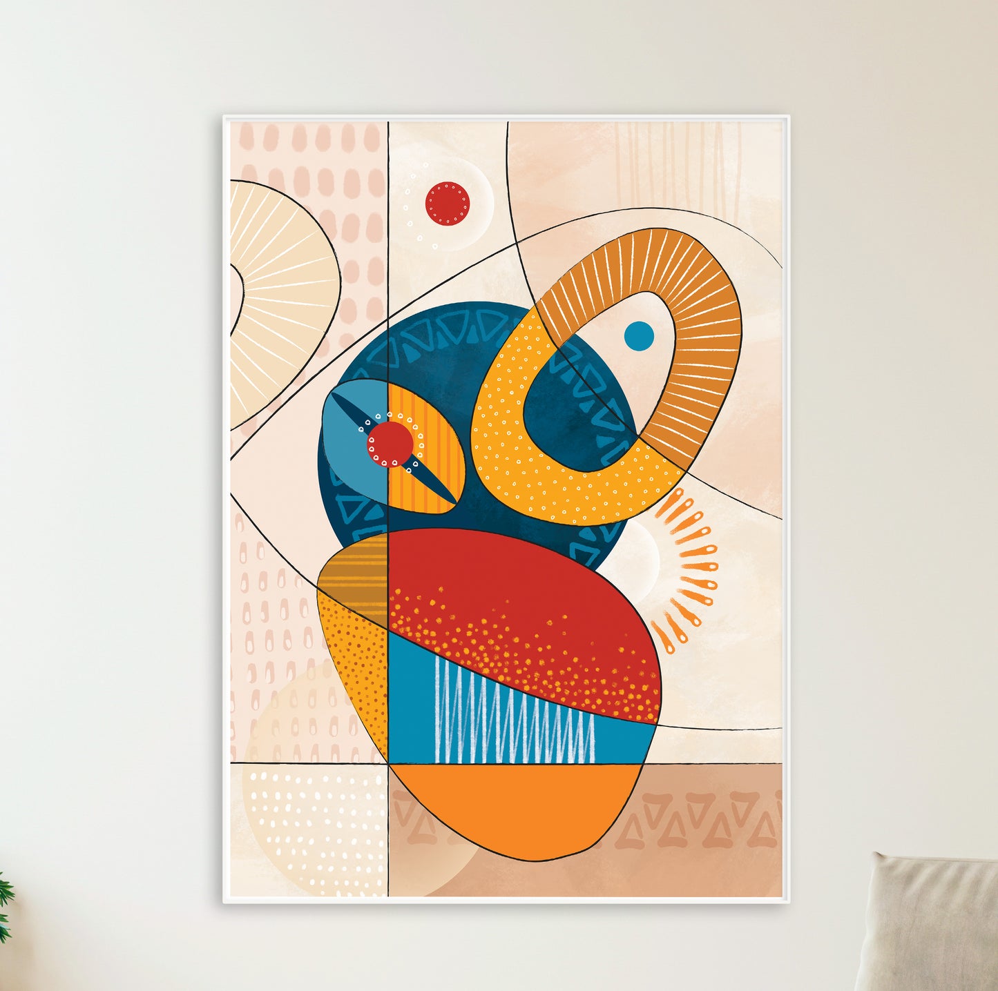 Colorful minimalist African wall art – modern abstract print with ethnic pattern for living room decor