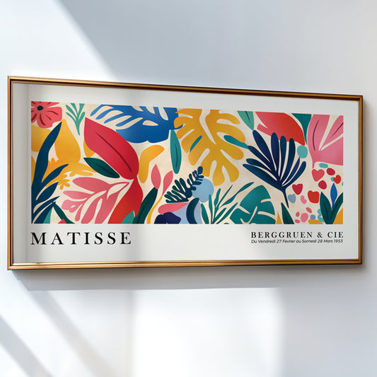 Henri Matisse Print, long narrow colorful tropical leaves wall decor, vibrant Matisse wall art panoramic poster, oversized wall art