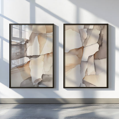 Neutral Abstract Art Set of 2 – Modern Minimalist Nordic Decor