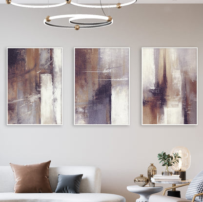 Set of 3 Abstract Neutral Wall Art Prints – Modern Minimalist Posters