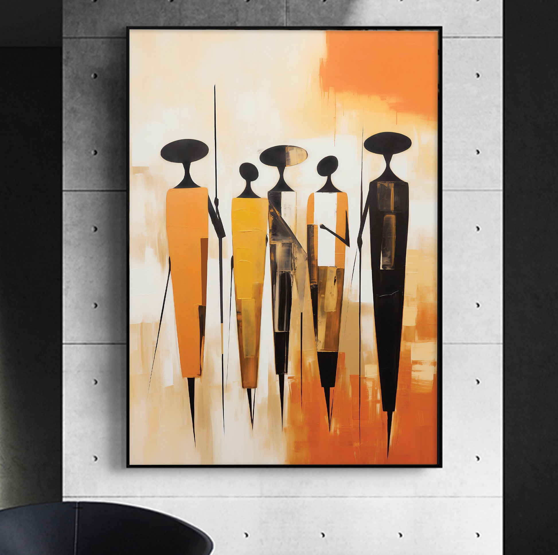 Oversized modern African poster – abstract minimalist figures, aesthetic gallery wall decor