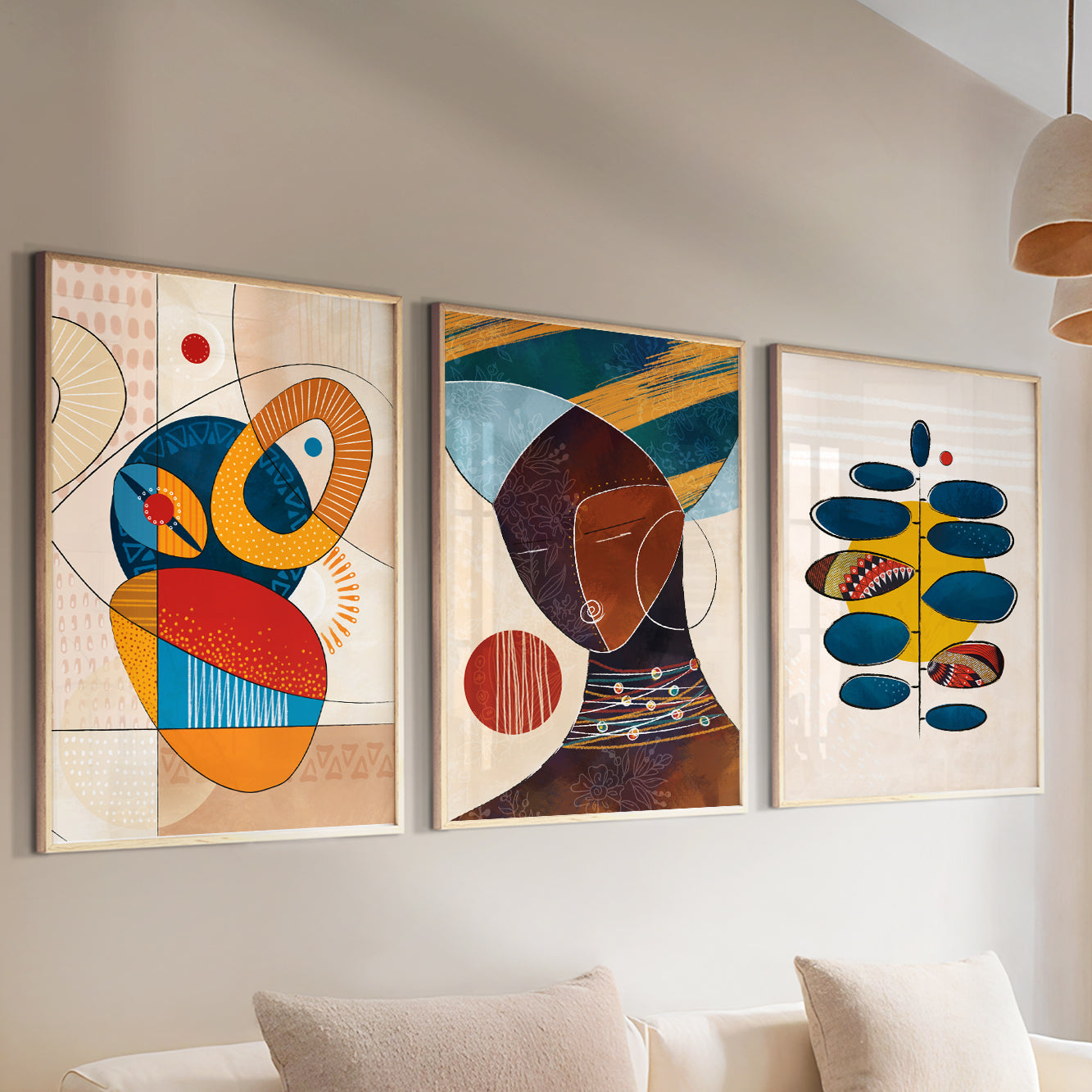 Vibrant African American art set, 3 ethnic prints for modern gallery wall design