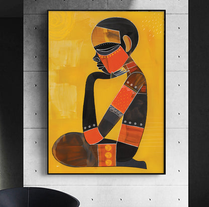 Contemporary African wall art – colorful abstract ethnic print for living room styling