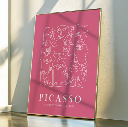 Pink Picasso print, minimalist bedroom decor