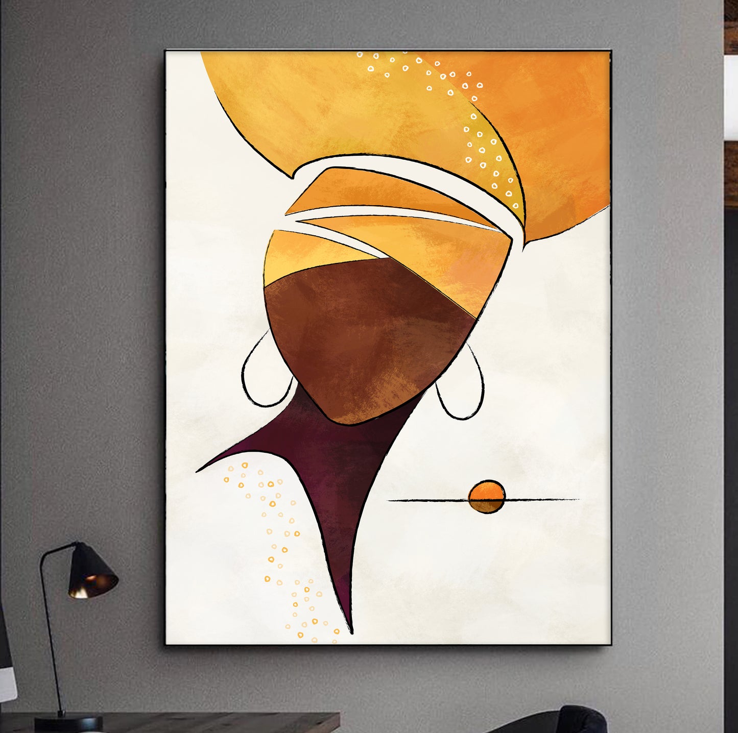 Contemporary African American art – abstract black woman portrait, modern minimalist gallery wall print