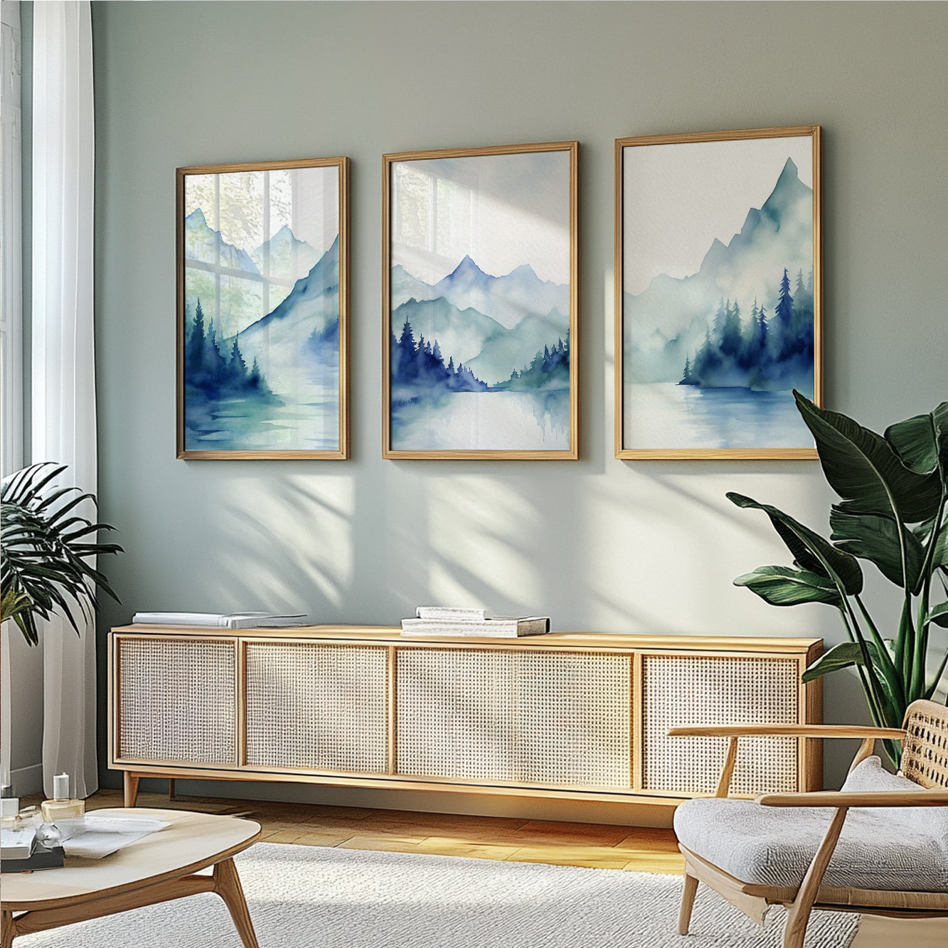 Contemporary Mountain Wall Art Set – Modern Nordic Abstract Prints